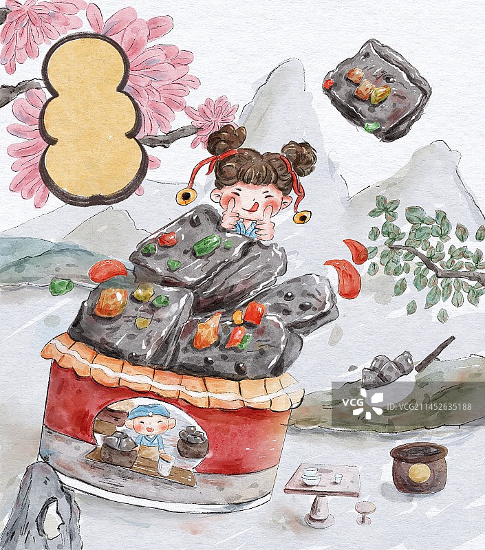 国风臭豆腐插画图片素材