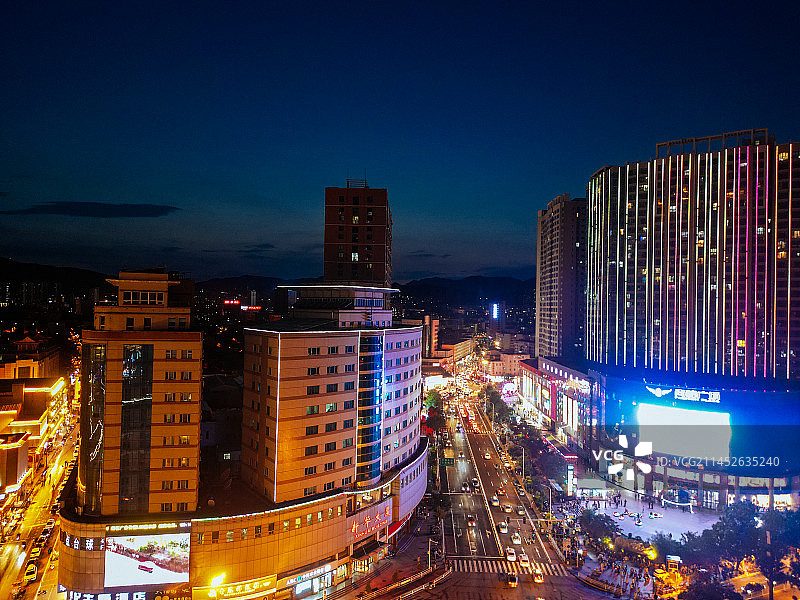 张家口 展览馆 新华大厦 百盛购物 航拍图片素材