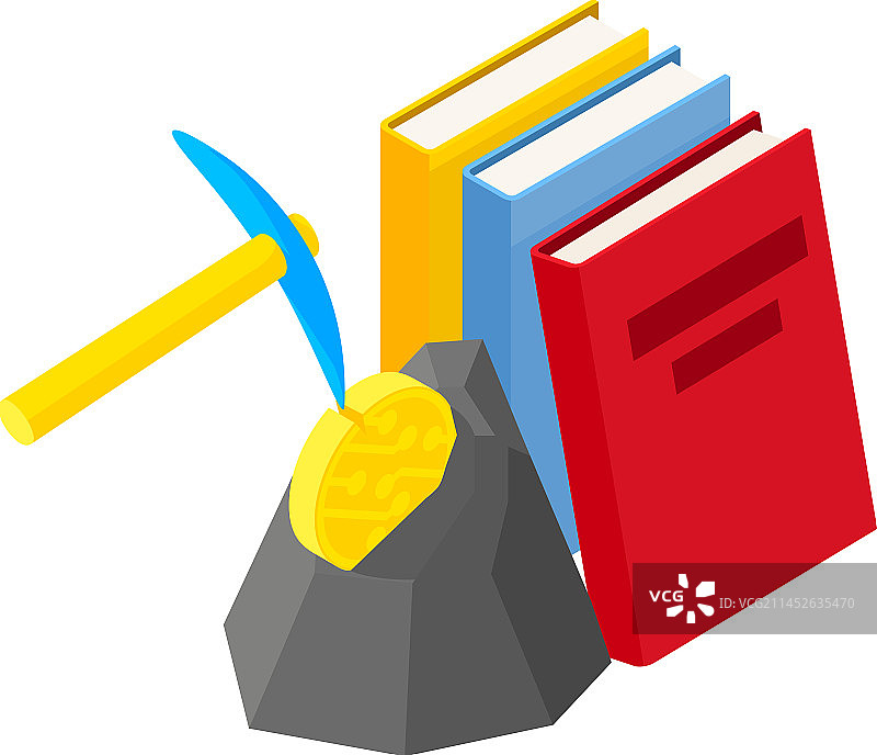 加密货币挖矿图标2.5D图片素材