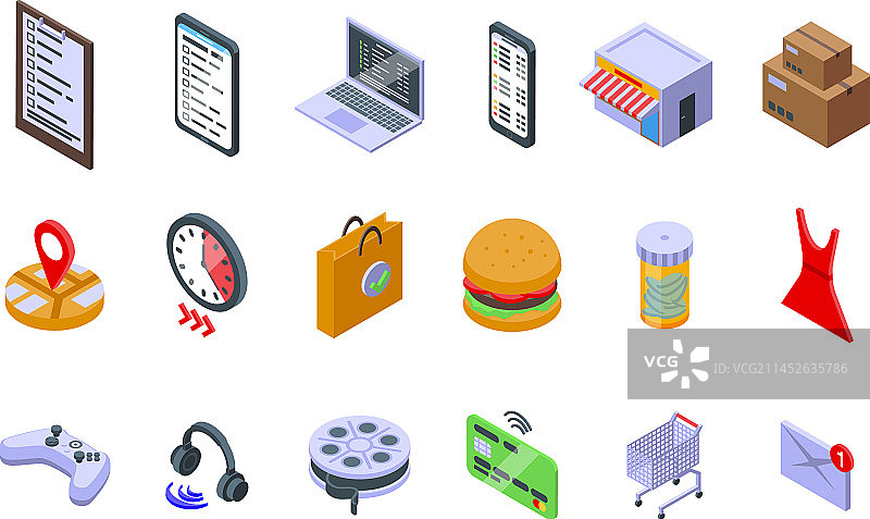 订单列表图标集2.5D商店图片素材