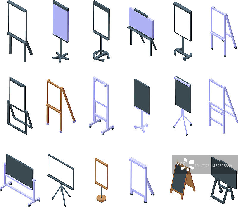 挂纸板等距图标集图片素材