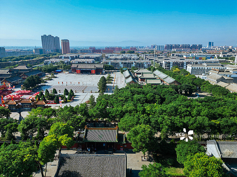 朔州 朔州老城 崇福寺 尉迟敬德庙 地标 航拍图片素材