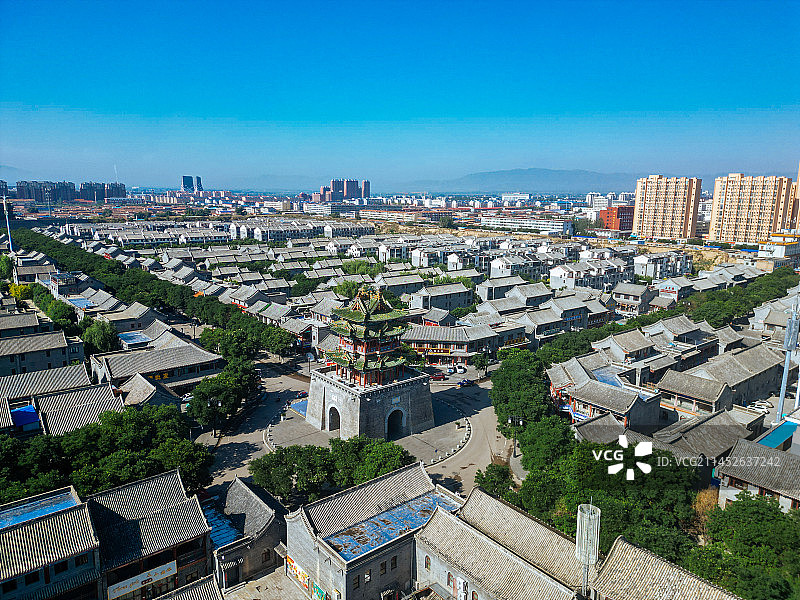 朔州 朔州老城 崇福寺 尉迟敬德庙 地标 航拍图片素材