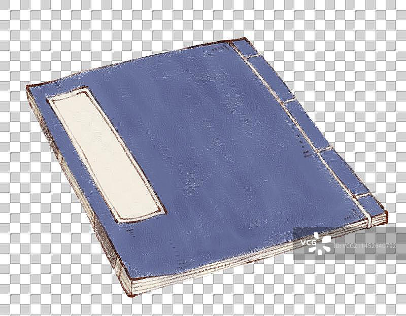 手绘蓝色做旧古籍古书书籍插画图片素材