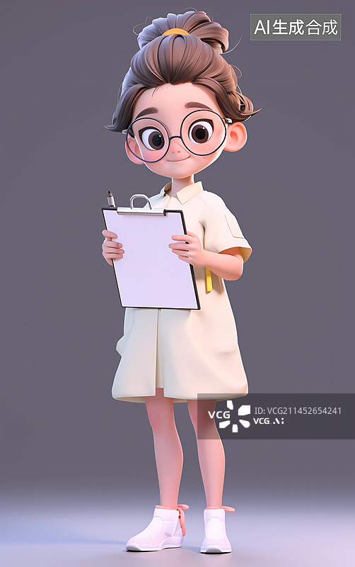 【AI数字艺术】作家编剧在写作构思的3D人物形象图片素材