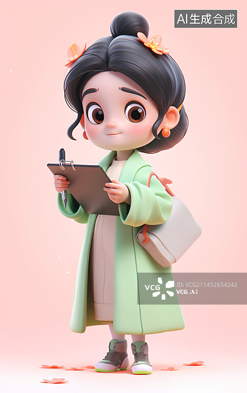 【AI数字艺术】作家编剧在写作构思的3D人物形象图片素材