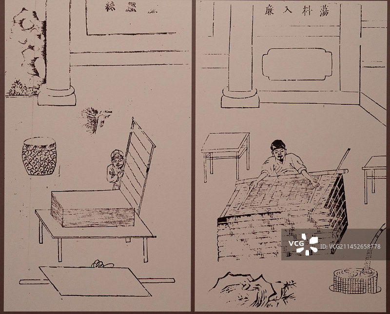 中国古代四大发明，汉代，蔡伦，造纸术示意图图片素材