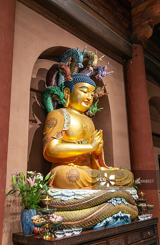 五台山佛像 文殊 弥勒 寺庙斗拱古建图片素材