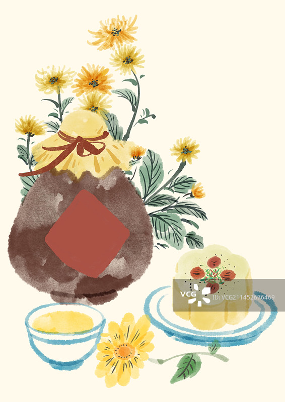 重阳节古风水墨小品图片素材