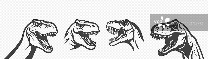 黑白霸王龙头像标志图片素材