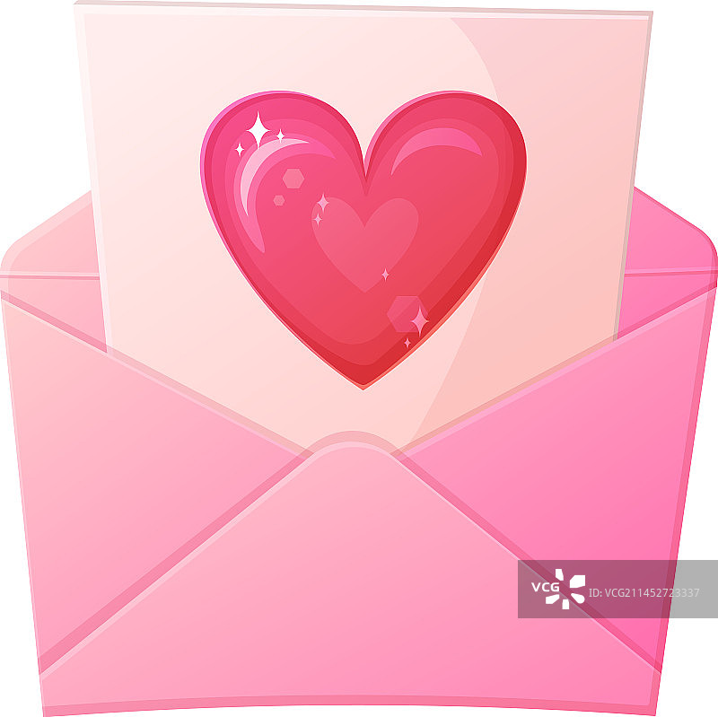 打开的信封与爱心信件图片素材