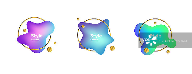 金色圆圈中的液体渐变形状图片素材