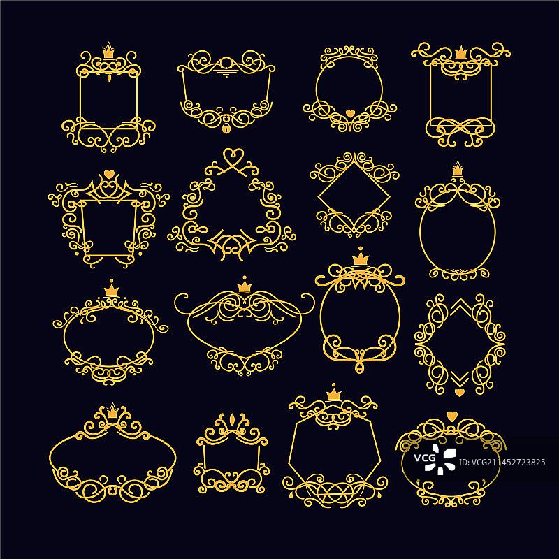 金色复古相框套装图片素材