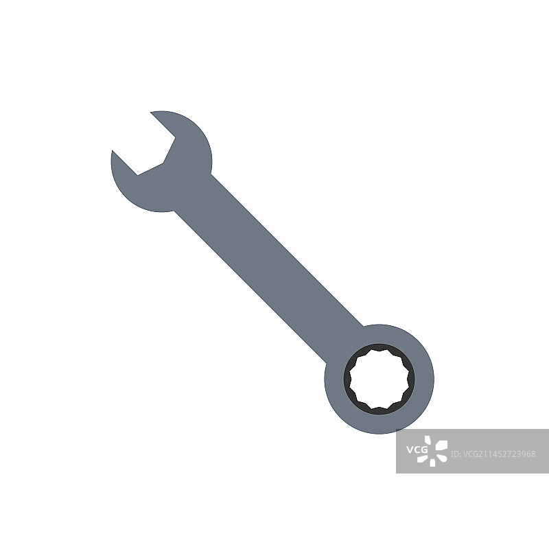 白色背景上的扁平风灰色扳手图片素材