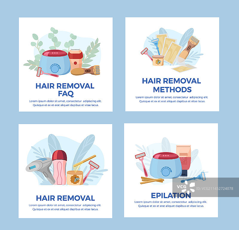 用于美容院脱毛的横幅套装图片素材