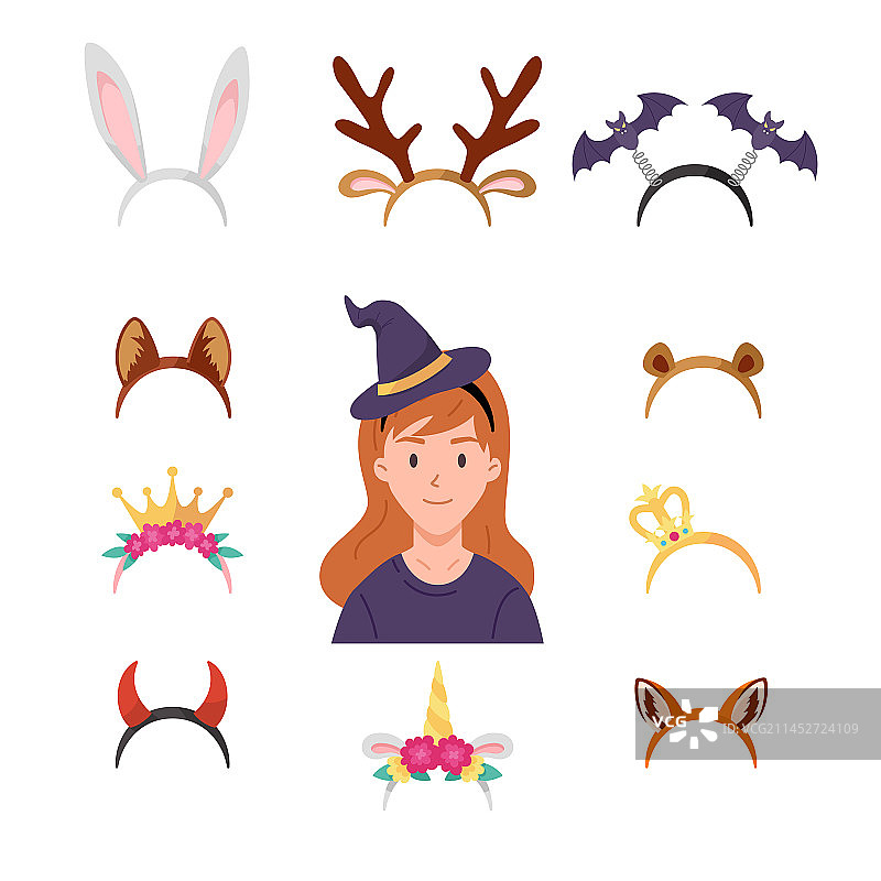 万圣节服装配饰头带套装图片素材