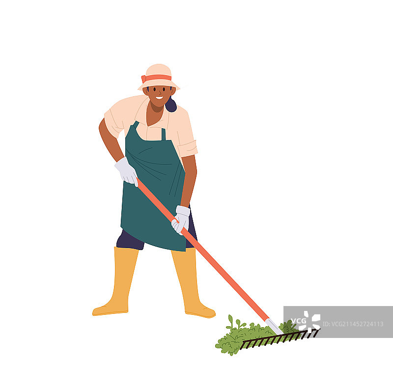 快乐微笑的女园丁卡通形象图片素材