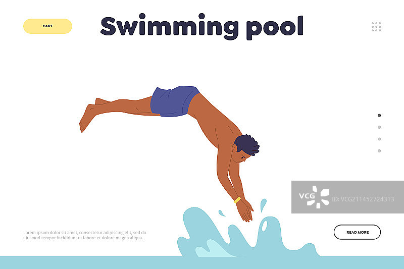 带有男性的游泳池着陆页模板图片素材