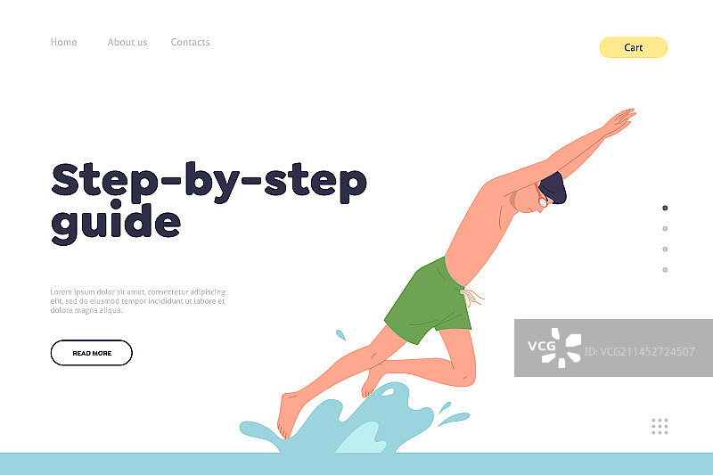游泳分步指南着陆页设计图片素材