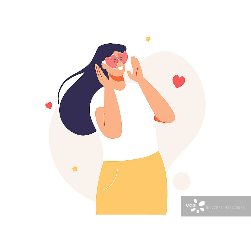 戴粉色眼镜的快乐女孩图片素材