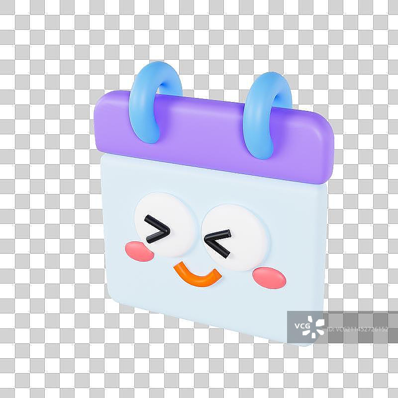 3D立体可爱表情日历图标图片素材