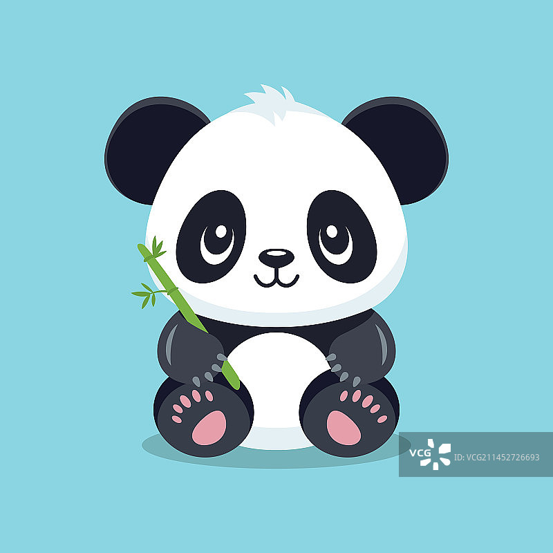 扁平风格可爱卡通熊猫角色图片素材