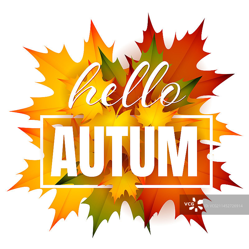 秋季你好传单设计与堆积的树叶图片素材