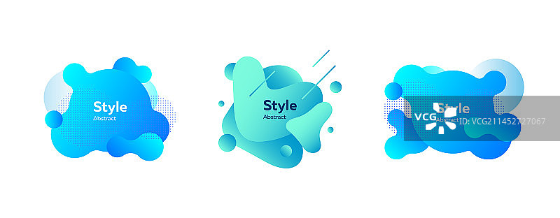 蓝色动态图形套装图片素材