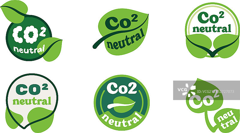 带树叶的二氧化碳中和绿色环保标志图片素材