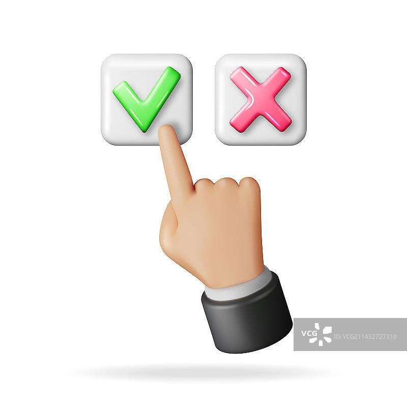 3D对错按钮和手图片素材