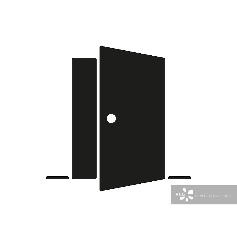 门打开黑色字形图标图片素材