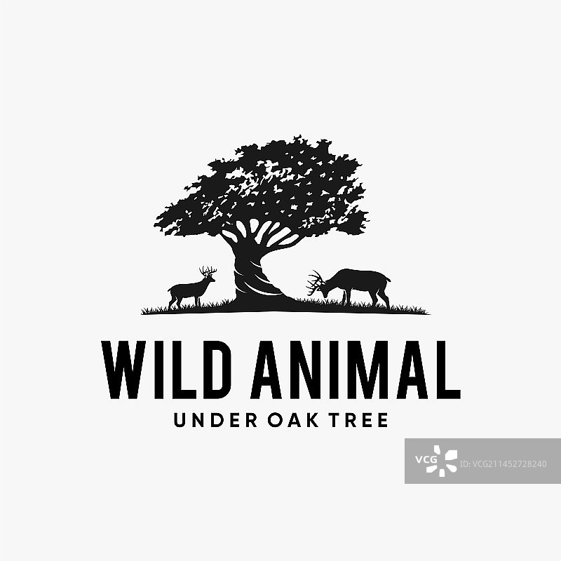 橡树下的鹿logo设计灵感图片素材