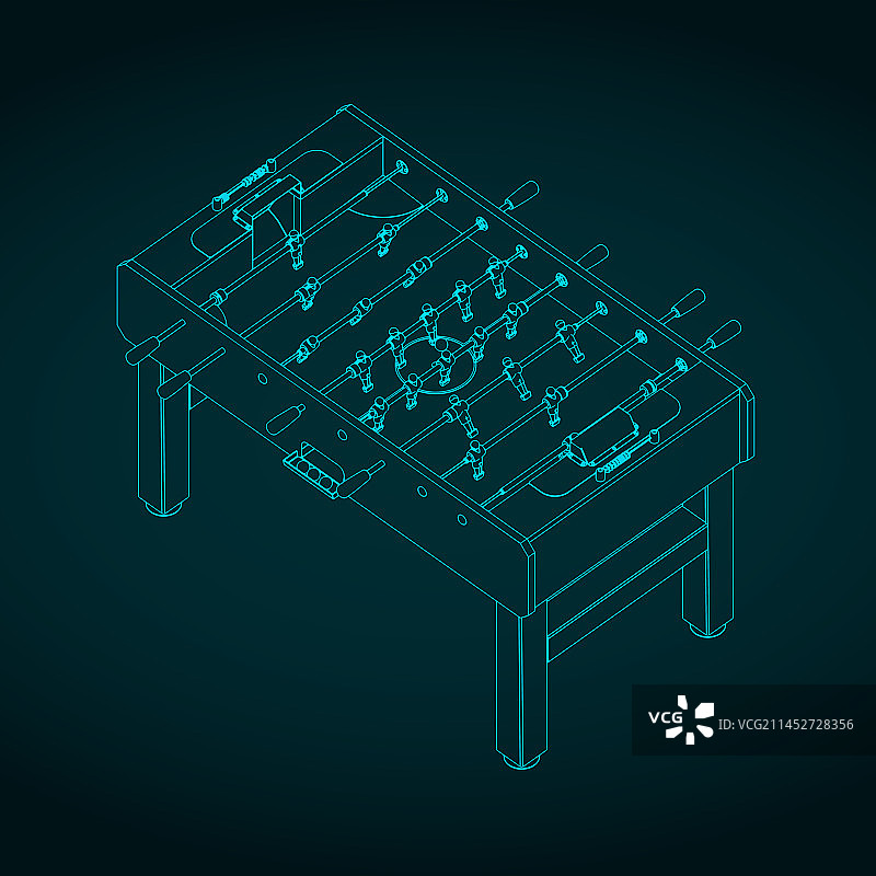 经典桌上足球台2.5D图图片素材