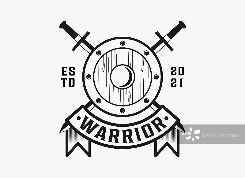 复古徽章战士Logo设计灵感图片素材