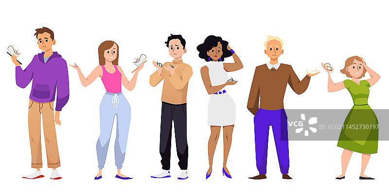 患有脱发的人物扁平图标合集图片素材