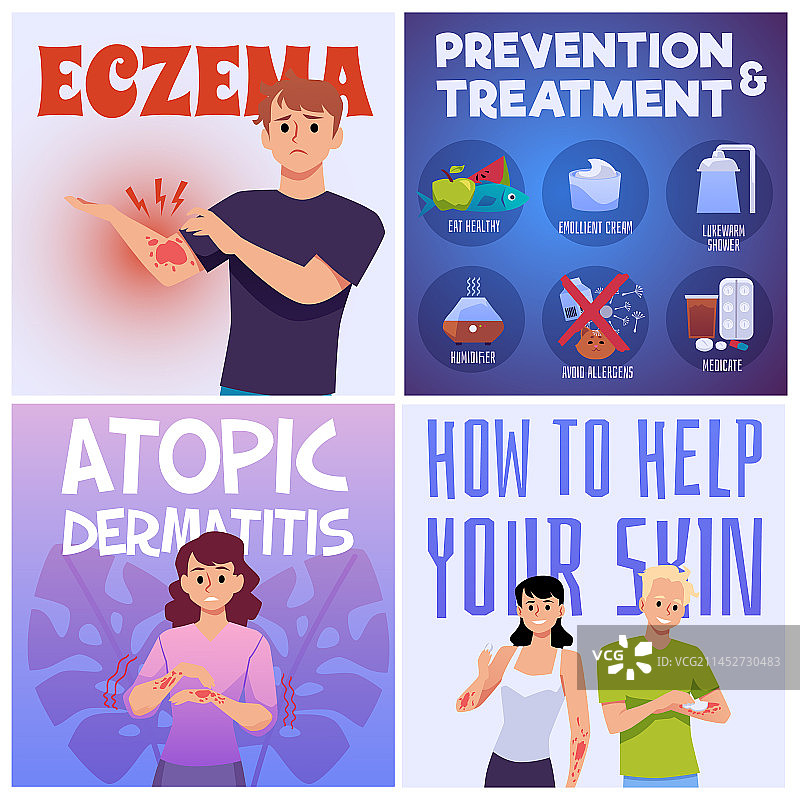 关于特应性皮炎的方形横幅合集图片素材