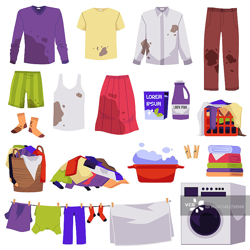 脏乱的待洗衣物元素合集图片素材