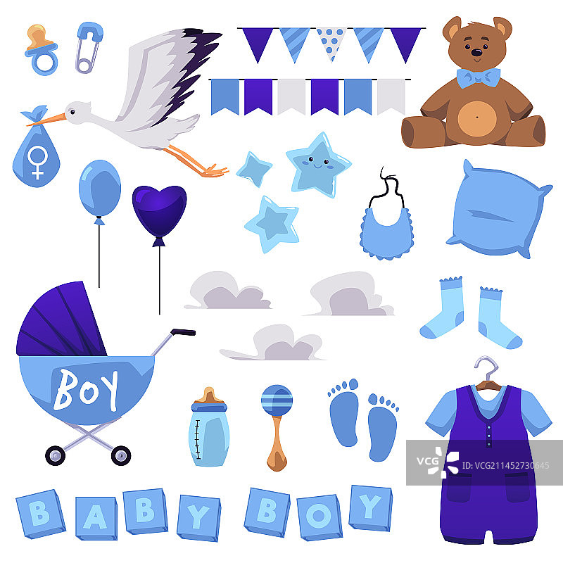 蓝色婴儿派对装饰素材图片素材