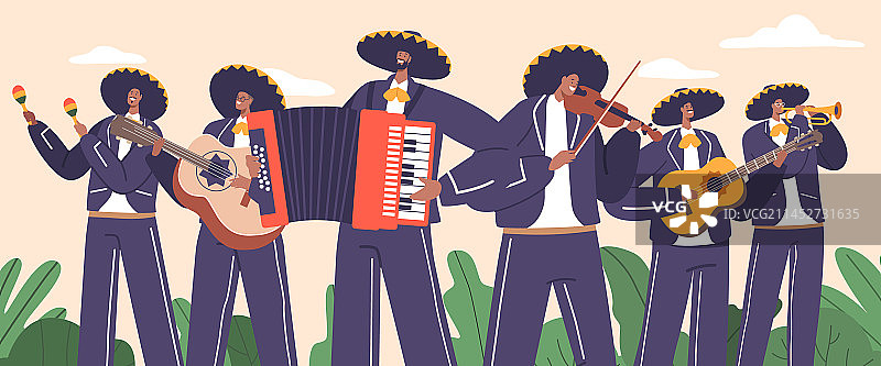 充满活力的墨西哥流浪乐队演奏图片素材