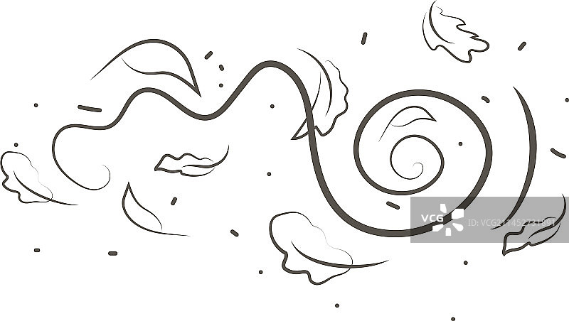 风的吹拂线条画图片素材