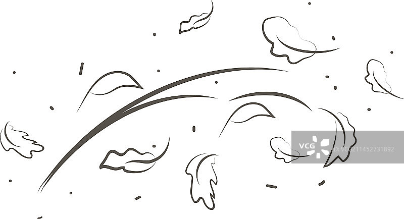 风的吹拂线条画图片素材