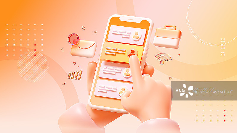 3D渲染手机银行金融理财主题插画图片素材