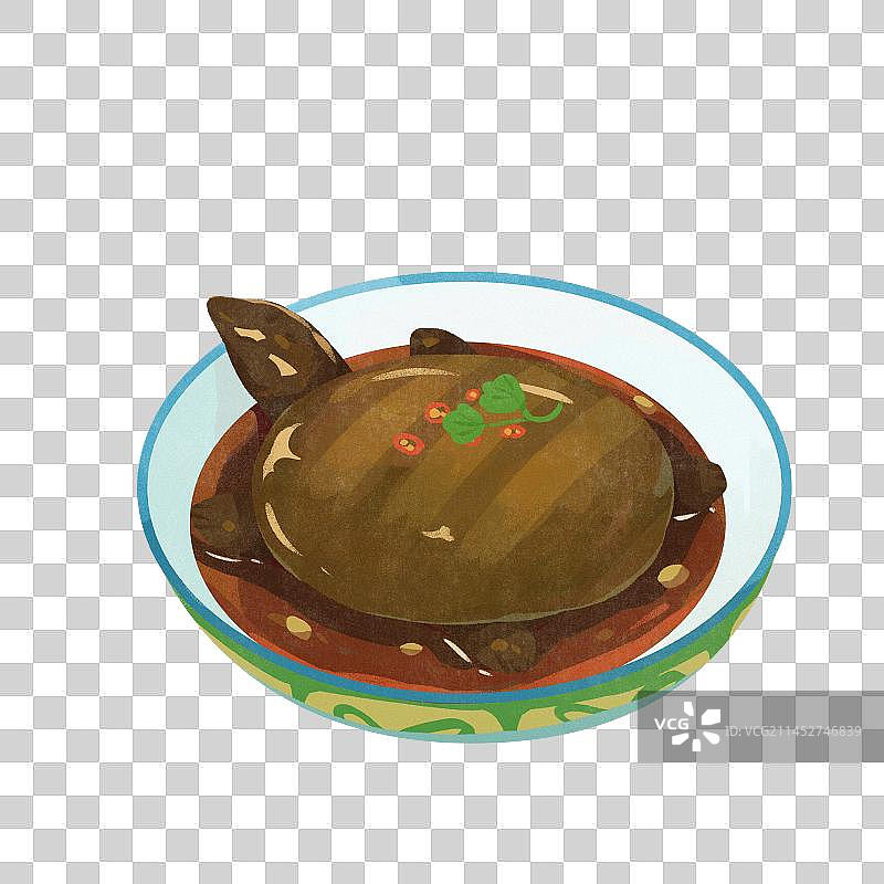 卡通浙江浙菜系冰糖甲鱼插画图片素材