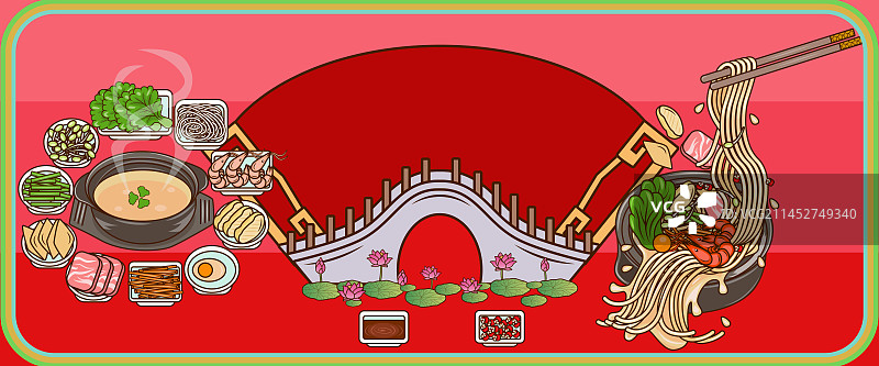 云南过桥米线电商宣传插画图片素材