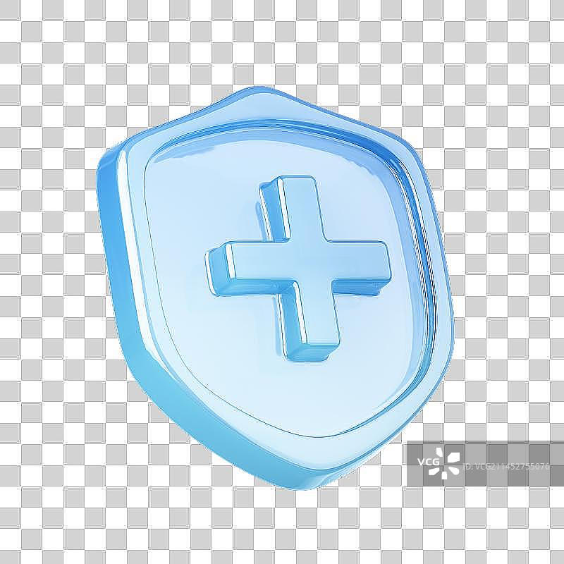 3D渲染的蓝色玻璃图标图片素材