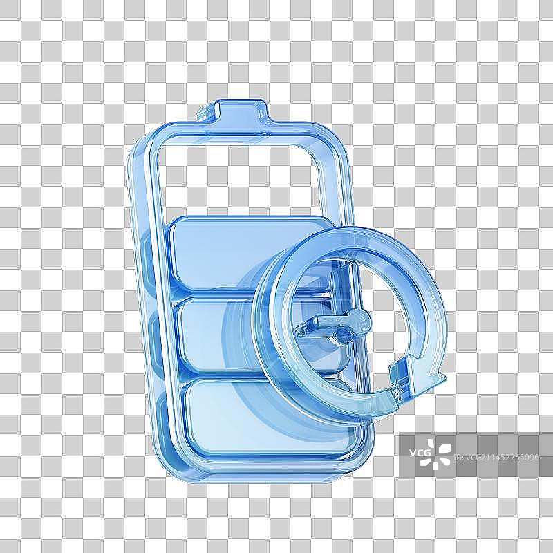 3D渲染的蓝色玻璃图标图片素材