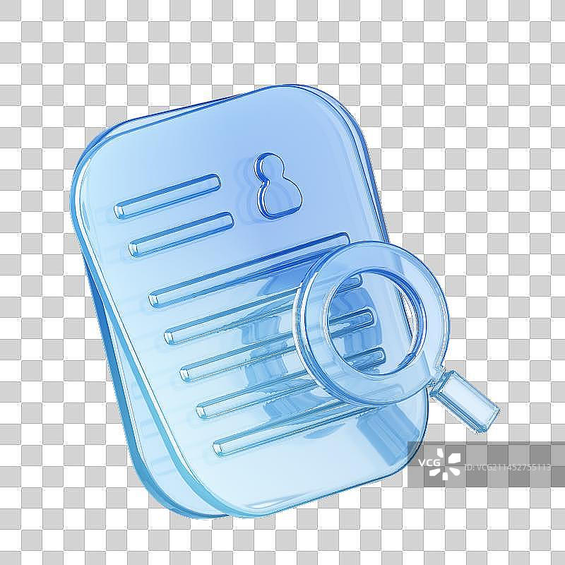 3D渲染的蓝色玻璃图标图片素材