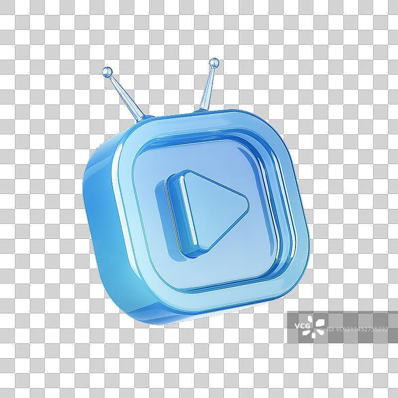 3D渲染的蓝色玻璃图标图片素材