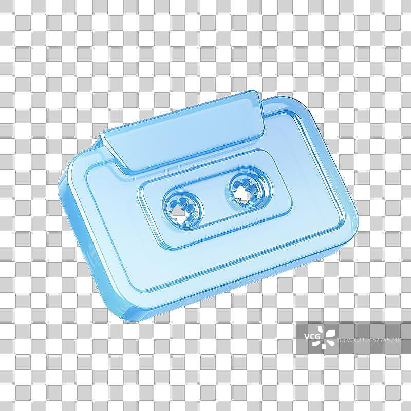 3D渲染的蓝色玻璃图标图片素材