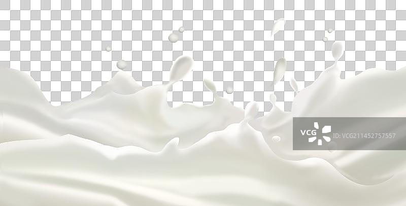 手绘牛奶丝滑喷溅蓝色背景插画图片素材